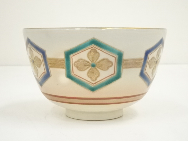 京焼ꕤ仁清焼ꕤ加藤松香ꕤ仁清和歌集ꕤ未使用ꕤ茶碗 京焼 松香窯 加藤松香 「仁清扇面」抹茶碗 お茶碗 茶道具 共箱